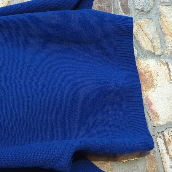 The Reset R Label Wool Cashmere Blend Sapphire Blue Sweater Funnel Mock Neck - Picture 4 of 10